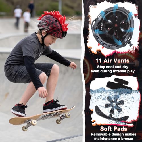 Image of Toddler Bike Helmet with LED Lights for Boys 2-12 Years | Adjustable Kids Bike Helmet, Multi-Sport for Bicycle Skateboard Scooter Cycling