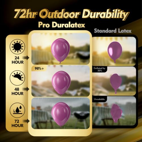 Image of Bezente Pro Duralatex Dark Purple Balloons - 100 Pack 12 inch Extra-Thick Dark Magenta Dusty Plum Royal Purple Boho Neutral Balloons for Butterfly Birthday Wedding Anniversary Party Decorations