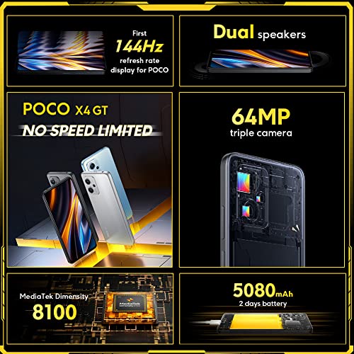 Xiaomi POCO X4 GT 5G Smartphone - 8/256 GB, 64 MP, Turbo Charge