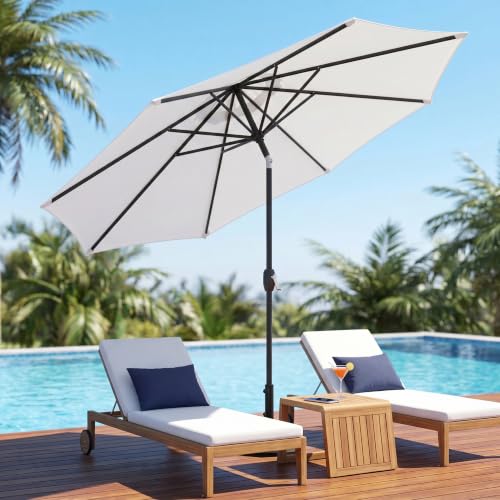 Image of Greesum 9FT Outdoor Patio Umbrella, Table Umbrella for Yard, Market, Heavy-Duty Waterproof Pool Umbrella with 8 Sturdy Ribs, UV Protection for Beach, Deck, Garden, Backyard