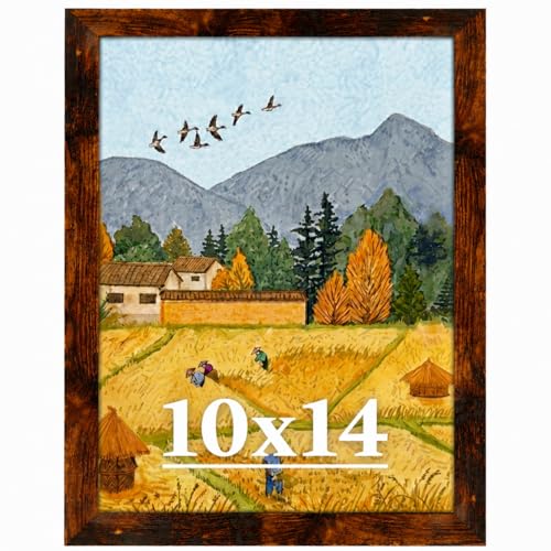 Veleclo 10x14 Picture Frame for Wall Display 10x14 Brown Picture Frame with Shatter Resistant Plexiglass Stable and Sturdy 10 x 14 Poster Frame for Wall Display Handpicked Gift Collection 1 Pack