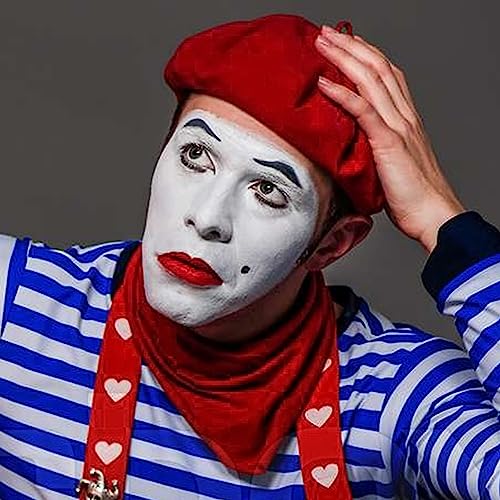 Image of Frenchman Beret Women Men, Mustache Halloween Mime Costume Accessory Beanie Caps Classic Wool Winter French Hat Free Size