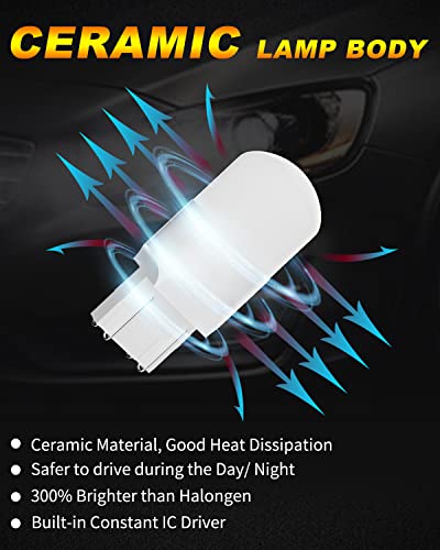 Qasim 7443 7440 Led Bulb For Reverse Light For Backup Tail Brake Signal Parking Daytime Running Lights T20 7441 7444 Led Ceramic Light Bulb,6000K Xenon White,Pack Of 2 #TOP6