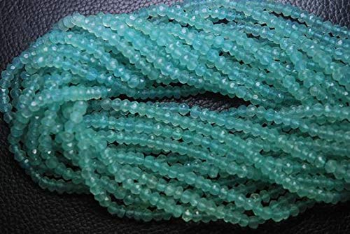 Aqua chalcedony micro faceted rondells 4mm perles de quartz