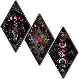 Ferraycle 3 Pcs Rustic Boho Wall Decor Moon Phases Butterfly Wall Art Stars Moon Decor Minimalist Room Decoration Wooden Gothic Witchy Pediments Hanging Sign for Home(6.7 x 11.8 Inch,Black, Vivid)