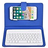 ELIATER Portable Bluetooth Keyboard with Leather Case Cover with for 4.5''-6.8'' iOS, Android and Windows Smart Phones, Detachable with Kickstand