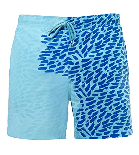 Bañador Natacion Hombre Cambia Color Bañadores Secado Rapido Hombre Traje de Baño Hombre Bañador Surf Corto Piscina Natación Short Playa Surfero Hombre Cortos Surferos Talla Grande Casual Azul 3XL
