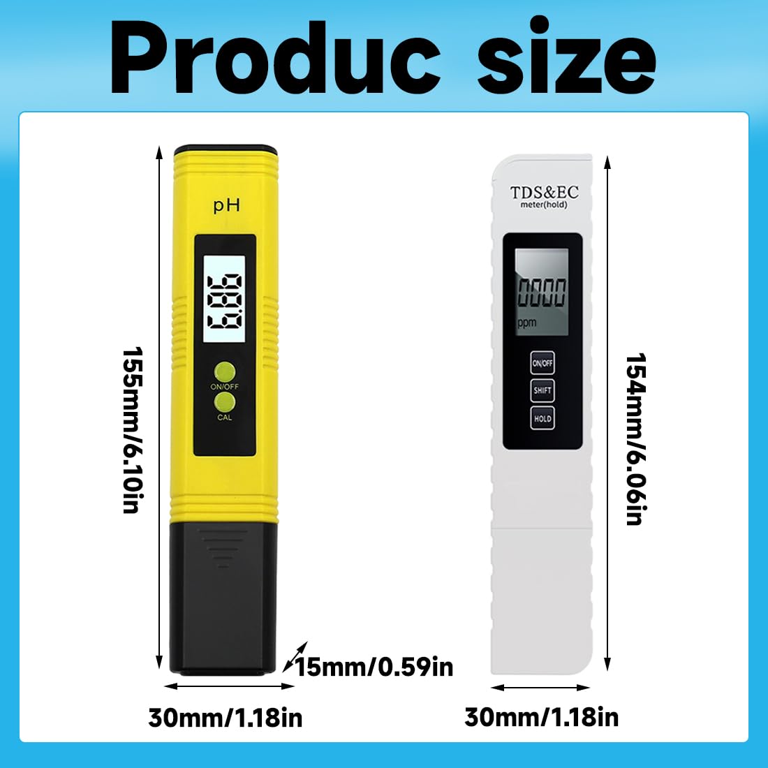 Kit Test Qualità Acqua 2 Pezzi Misuratore PH TDS EC e Temperatura Digitale Professionale per Piscina Acqua Potabile Acquario Idroponica Sistema RO Piscine Taratura Automatica