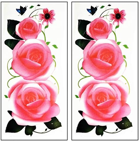 Amazon Com Tattoos 2 Sheets Valentine Pink Flowers Rose Blooming Cartoon Temporary Tattoos Stickers Fake Sexy Body Arm Chest Shoulder Tattoos For Teens Men Women 02 Beauty Personal Care