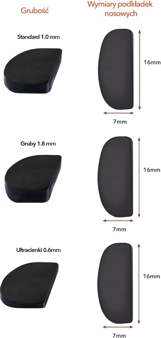 Setex Gecko Grip 1.8mm Antypoślizgowe Noski Do Okularów (5 Czarnych Par) Innowacyjne Mikroteksturowane Włókna Ultra-Miękkie I Samoprzylepne