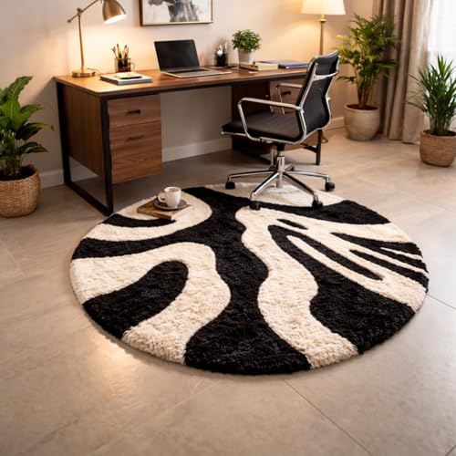 Image of Ultra Soft Plush Shaggy Polyester Round Area Rug for Kids Playroom Nursery Bedroom and Safe Indoor Play Spaces - (Abs2-, Round, 5x5 feet)