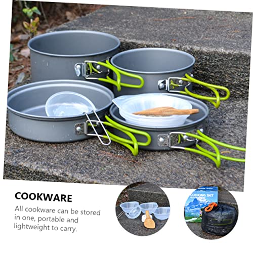1 Set Camping Pan Set Camping Pans for Cooking Camping Kettle Camping Cookware Open Inside Coolers Camp Kettle Camping Gadgets Tote Bank Pot Cutlery Non Oven Kits Aluminum Oxide - Image 8
