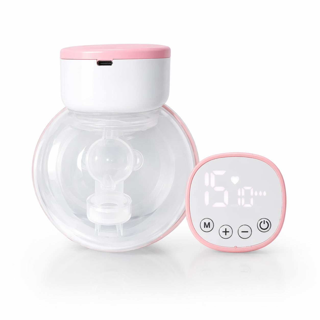 RWB-02 Wearable Electric Breast Pump - Hands-Free Wireless Milk Extractor with 180ml Capacity, Multiple Massage and Suction Modes, USB Rechargeable, BPA-Free Food Grade Silicone and LED Display - Pink and White-image-18