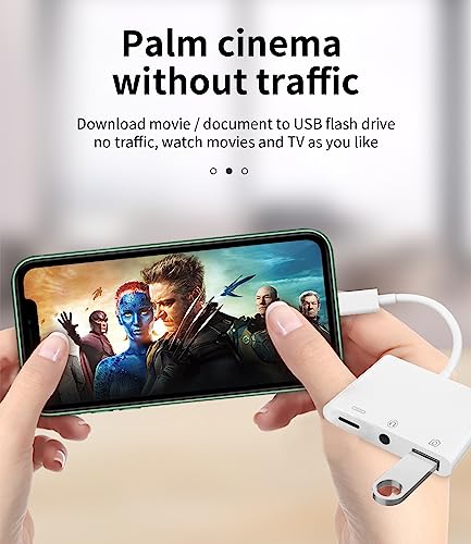 Apple Certified for iPhone Headphone Adapter 3.5mm AUX Audio Jack and Charger Extender Dongle Earphone Headset Converter Lightning Male to USB Female OTG Cable Camera Memory Connector Kit Splitter