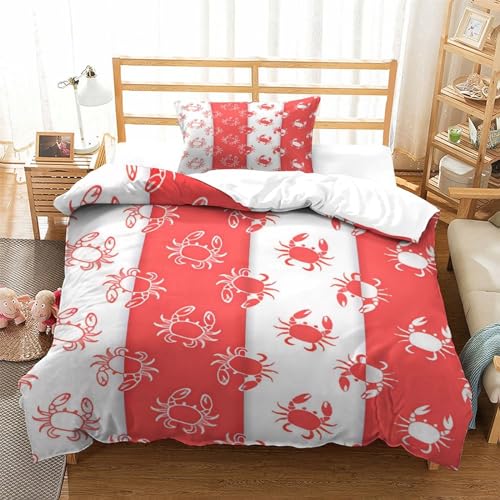 Housse de couette crabe avec fermeture éclair, parure de lit microfibre 135x200