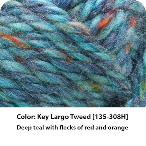 Image of Lion Brand Yarn Hometown Yarn, Super-Bulky Yarn for Knitting, Crocheting, and Crafting, 3 Pack, Key Largo Tweed | Super Bulky Acrylic Fiber for Warm Crochet Blankets, Knit Winter Hats, Chunky Cardigans, Soft Scarves, Weaving