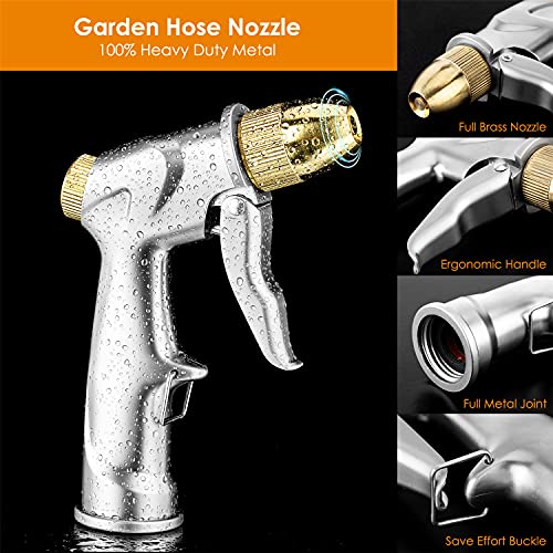 Doset Upgrade Garden Hose Nozzle, 100% Heavy Duty Metal Handheld Water Nozzle High Pressure Pistol Grip Sprayer In 4 Spraying Modes For Hand Watering Plants And Lawn, Car Washing, Patio And Pet #TOP2