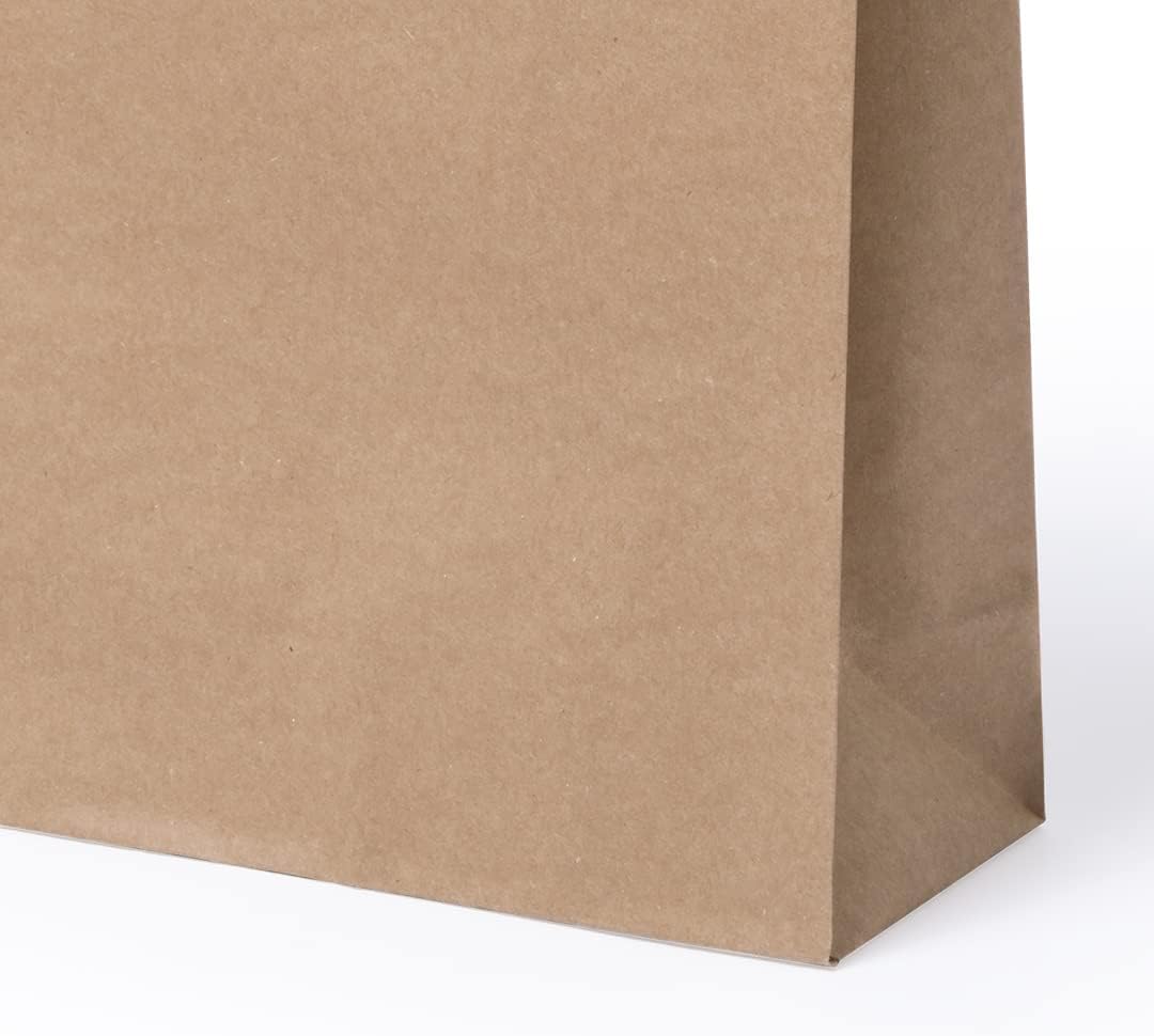 ADRI. Pack 50 bolsas de papel regalo pequeñas con asas 24 x 8 fondo x 18. Bolsitas de regalos en kraft, bolsas para regalar detalles en cumpleaños, bodas, comuniones (1)
