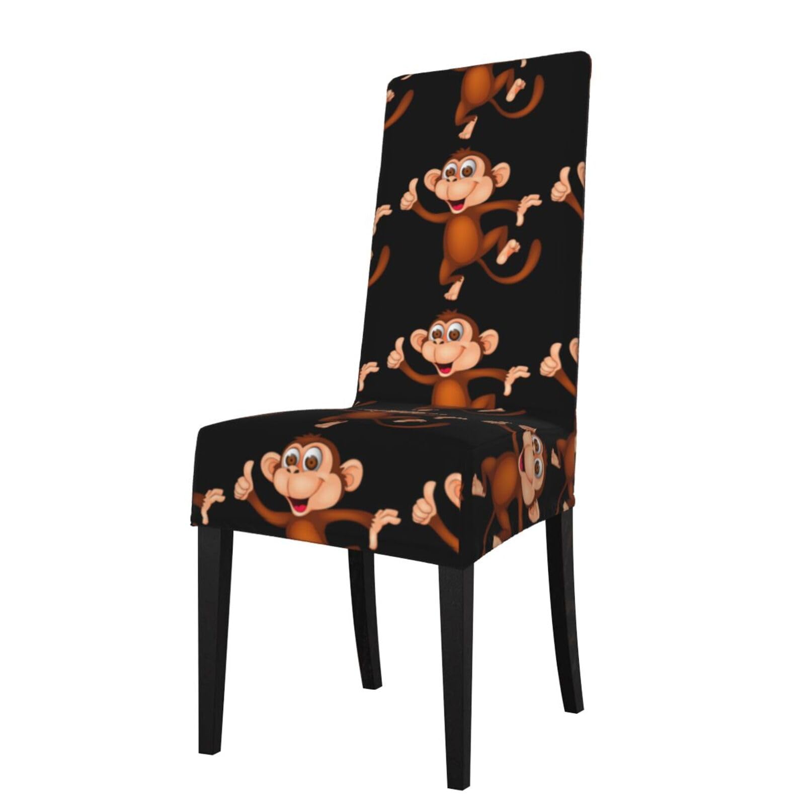 Hjfczh Black Monkey Prints Dining Chair Throw Covers – Stretchy Spandex Furniture Layers For Refreshing Your Space - No Ironing Needed