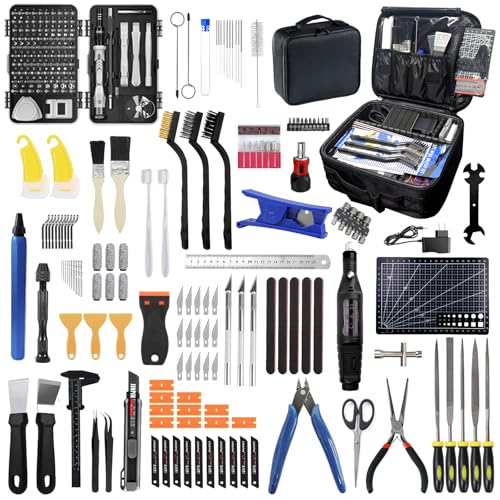 262 pcs Large 3D Printer Tool Set (w/Tool Bag) – Integrates Basic Model Tools, Multi-spec Nozzle Cleaning kit & mini Electric Grinder, Meets Full-Process Model Needs (Removal, Trimming, Finishing).