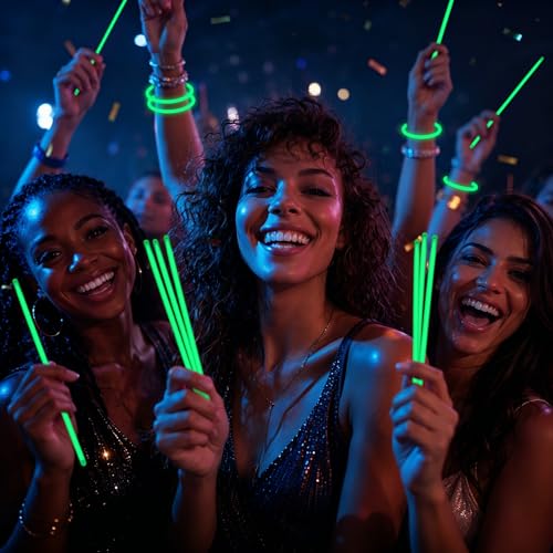 300 Pcs 8" Green Glow Sticks Bulk, Glow Necklaces and Bracelets Set with Connectors – Bright Neon Glow in The Dark Party Favors for Birthday Christmas New Year Halloween St Patricks Day Carnival by WYQQXZYKJ - Used condition - Image 3