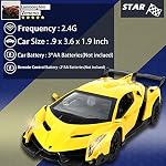 GUOKAI Remote Control Car, 1/24 Scale RC Sport Racing Toy Car, Compatible with Lamborghini Veneno Licensed RC Hobby Model Vehicle for Boys Kids and Adults(Yellow)