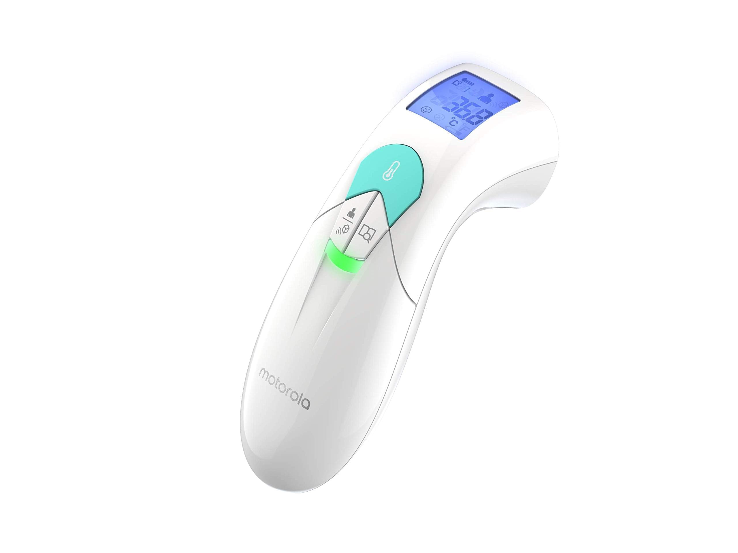 Motorola Baby MBP66NT Digital Kontaktlos Thermometer - Fieberthermometer für Erwachsene und Baby mit LCD Display - 2 Farben - Temperaturen von Körper, Nahrung und Flüssigkeit - Weiß