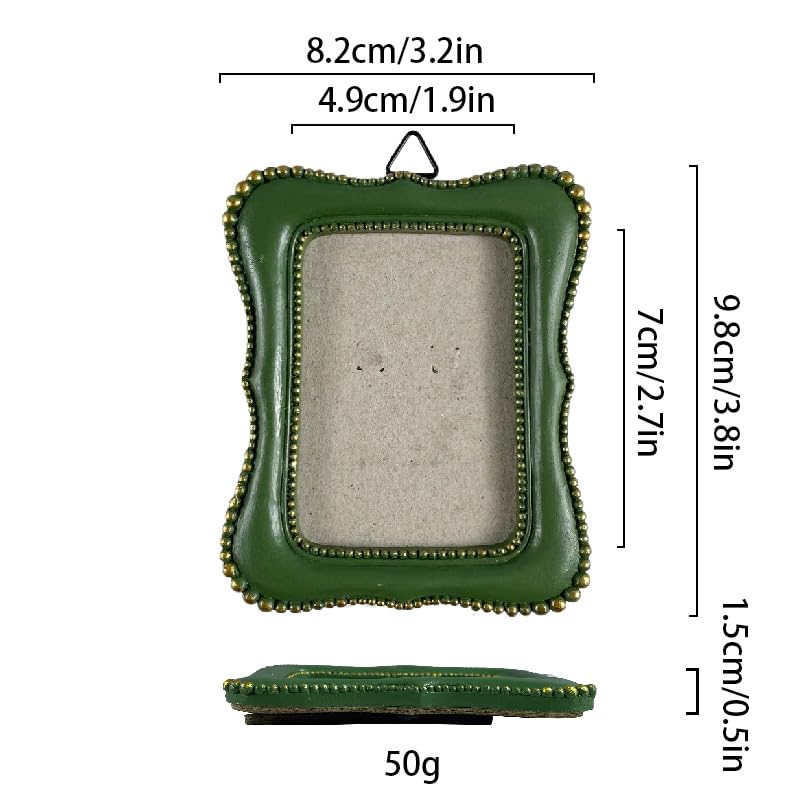 Image of Vintage Decorative Mini Picture Frames Set, Black with Gold Accents, 3 Pack Antique Style Resin Photo Frames for Wall Display, DIY Jewelry, Photography (Green)