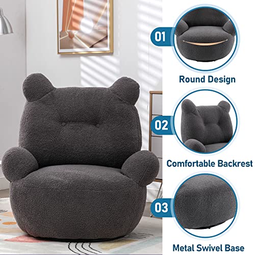 Merax 360 Degree Swivel Accent Chair, Teddy Short Plush Particle Velvet Armchair, For Living Room Hotel, Bedroom, Office, Lounge, Grey(New) #TOP5