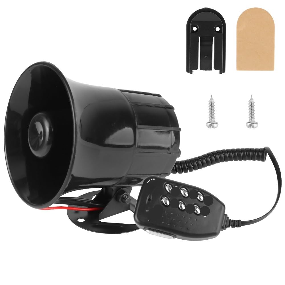 Guidon Audio Amplificateur Alarme D'avertissement De Voiture À 6 Tons, Mégaphone, Sirène Police Aérienne, Haut-Parleur 12V, 100W, Multi-Tons