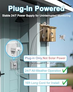 Smart Bird House with Camera for Small Birds Nesting, 2K HD Wi-Fi Bird Watching Cam for Birdhouse, Auto Detect&Notify, Night Vision, APP Control, Wooden Birdhouse with Camera Inside