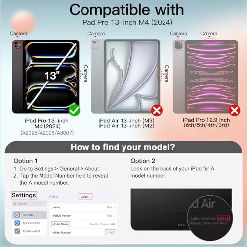 Image of JETech Cover Case for iPad Pro 13-Inch M4 (2024), Slim Stand Hard Back Shell Smart Cover with Auto Wake /Sleep (Black)