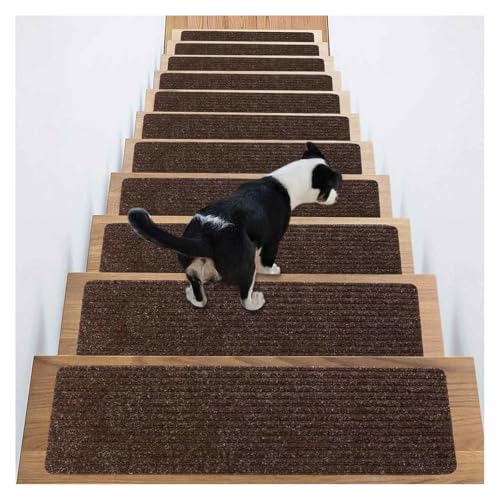 階段マット 滑り止め, 15パック 20cm x 76cm 犬 滑り止め, サイズに合わせてカットできます 滑り止めシート キッチン 木製および大理石の階段に適しています