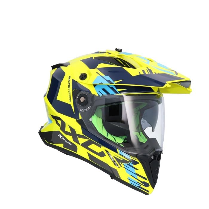 AXOR Helmets Casco Adventure X Cross D/V X1 Amarillo Flúor Totalmente Homologado 22.06 (M 57/58)