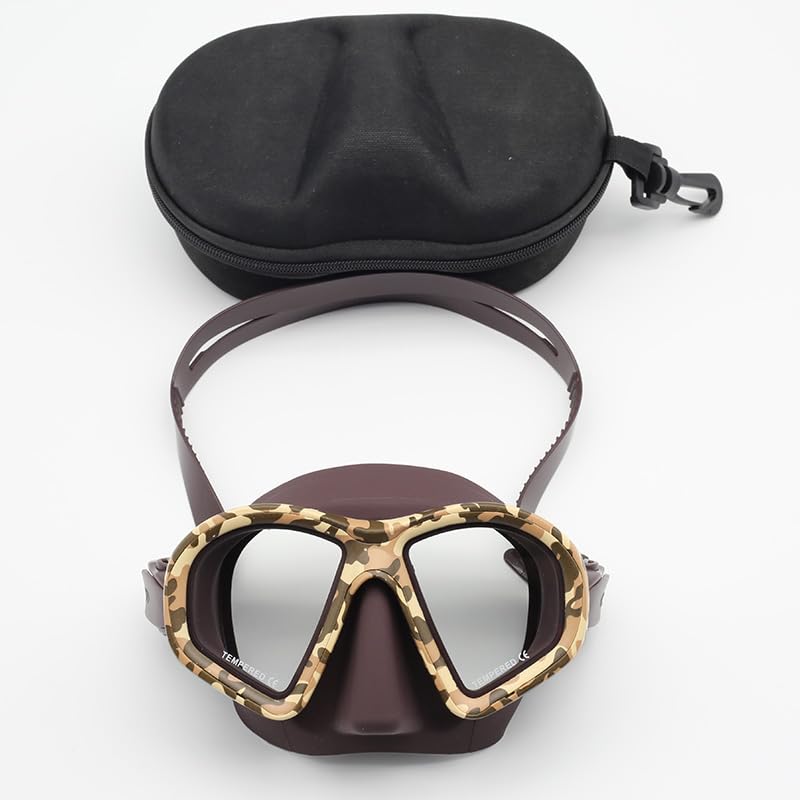 Professional Wet Low Volume Freediving Mask - Anti-Leak, Tempered Glass, Free Dive Mask - Diving, Freediving, Spearfishing - with Go-Pro Camera Mount and J-Type Snorkel