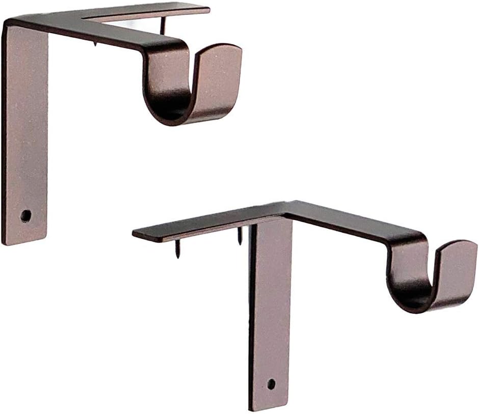 Kwik-Hang Single Curtain Rod Brackets – No Drill, No Damage – Perfect Curtains Every Time – 5/8” Bronze