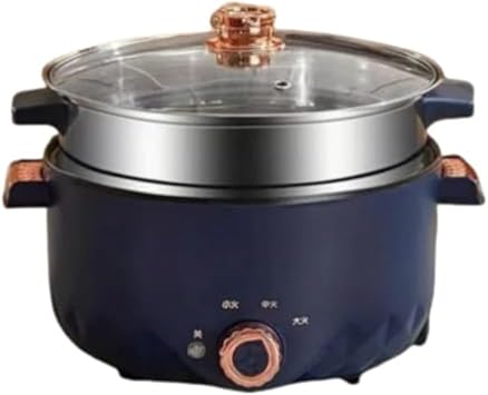 Multi-functional Electric Cooker, 1.9 gal 3 L Large Capacity, Recommended for Living Alone, Small Pot, Electric Pot, Multi Cooker Set, Value Double Layer, Blue A