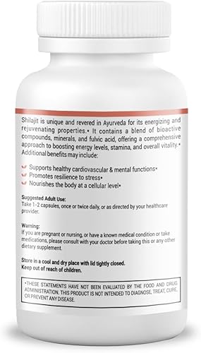 Miniatura 3 de Yurvida Shilajit - Mejora los niveles de energía, resistencia y vitalidad* - 60 cápsulas cada una con 500 mg de extracto de hierbas purificado -