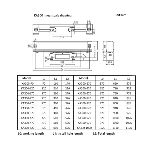 Encoder Lineal KA300 220mm Resolución 0.001mm miniatura 3