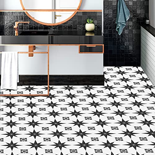 Morcart 20 Peel And Stick Floor Tile, 8X8 Inch Black Stellar Vinyl Flooring For Kitchen, Staircase, Apartment, Rv, Fireplace, Bathroom Peel And Stick Floor Tile, Floor Tiles Peel And Stick Waterproof #TOP4