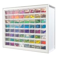 IRIS USA stapelbarer Aufbewahrungsschrank mit 64 Schubladen, 49,5 cm B x 17,8 cm T x 39,5 cm H, Weiß – Kleiner Ziegel-Organizer, Mehrzwecktruhe, Sammelalbum, Kunst, Hobby, mehrere Fächer