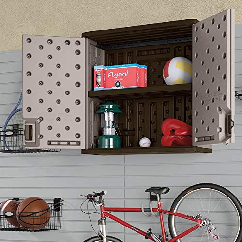 Image of Suncast 2 Pack 4 Cubic Feet Resin Single Shelf Garage Wall Storage Cabinet, Platinum