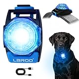LaRoo Dog Collar Light, 13g Ultra-Light USB Rechargeable LED Dog Lights, IPX6 Waterproof 3 Modes Clip-On Pet Safety Light for Night Walking, Hiking & Camping - Blue