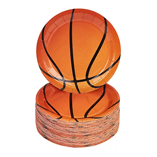 80 Pieces Basketball Birthday Cake Plates - 7 Inch Basketball Party Paper Plates Party Supplies - Baby Shower Decorations – Sports-themed Party Tableware