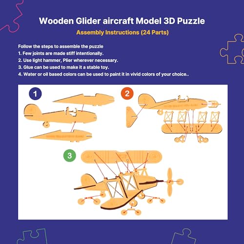 Image of DIY Wooden Puzzle for Kids and Teens - Glider | 3D Puzzle Model Kit | Construction Toy, Home Decor, School Project - Easy to Assemble, Educational & Fun