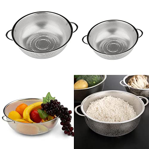 Juego de 2 coladores de malla fina de acero inoxidable para arroz, pasta, verduras y frutas, 19,5 cm y 25,5 cm
