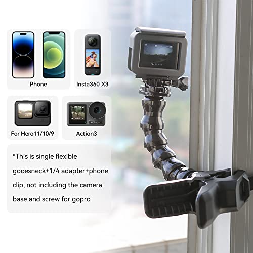 Telesin Jaws Flex Super Clamp Mount Gooseneck Desk Table Stroller Gym Vlog Video Light Extension Holder Attachment For Gopro Max Mini Hero 11 10 9 8 7 6 5, Insta360 X2 X3, Dji Action 2 3 Accessories #TOP4
