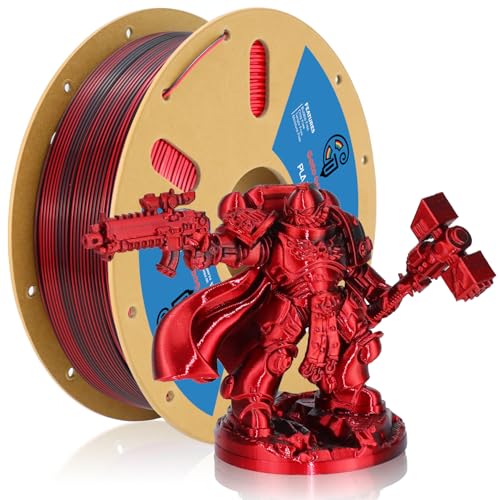 Image of Goto Guard Silk PLA 3D Printer Filament, Dual Color Filament Black-Red 3D Printing Filament, Coextrusion Color Change PLA Filament 1.75mm + /-0.02, 1KG /2.2lb