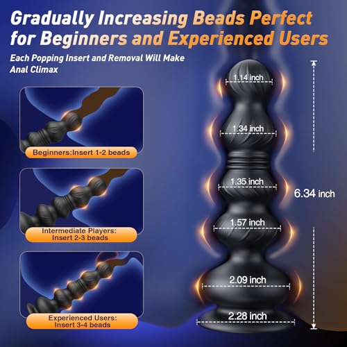 Image of BEISAR 360Rotating Anal Beads Prostate Massager, Anal Vibrator Anal Toys Butt Plug 10 Vibrating Suction Cup Anal Plug Male Sex Toys for Men Women Adult Toys Gradual Bead Anal Trainer S&M Whips