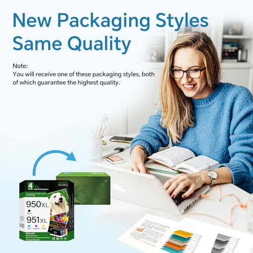 Image of 950XL and 951XL Ink Cartridges Combo Pack Compatible for HP 950 951 Ink Cartridge (Black, Cyan, Magenta, Yellow) 4-Pack Work with OfficeJet Pro 8600 8610 8620 8100 8630 8640 8660 76DW 251DW Printer
